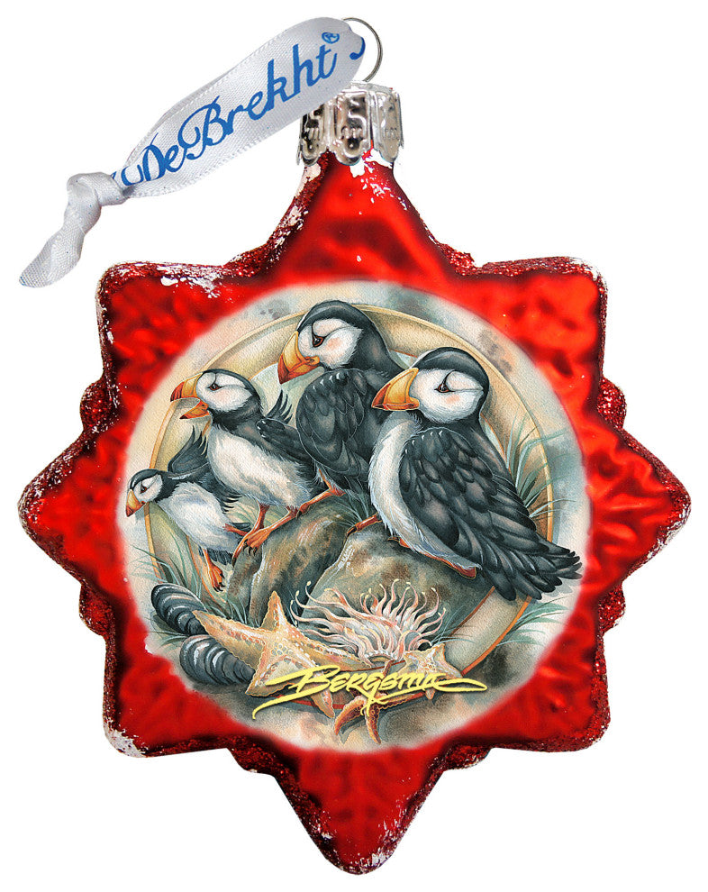 Send in the Clowns Puffins Mercury Glass Ornament