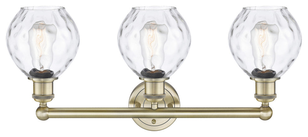 Waverly 3-Light 24" Bath Vanity Light, Antique Brass Finish, Clear Shade