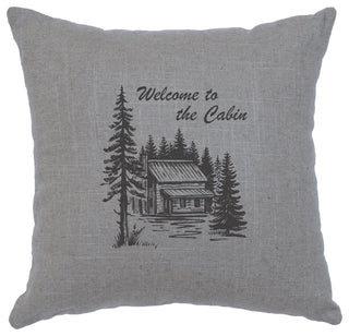 Image Pillow 16x16 Welcome Cabin Linen Gray