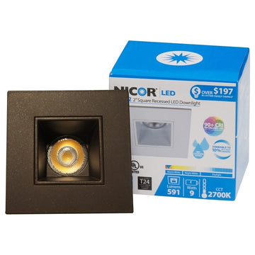 NICOR DQR2-10-120-3K-OB 2" Square LED Downlight, 3000K