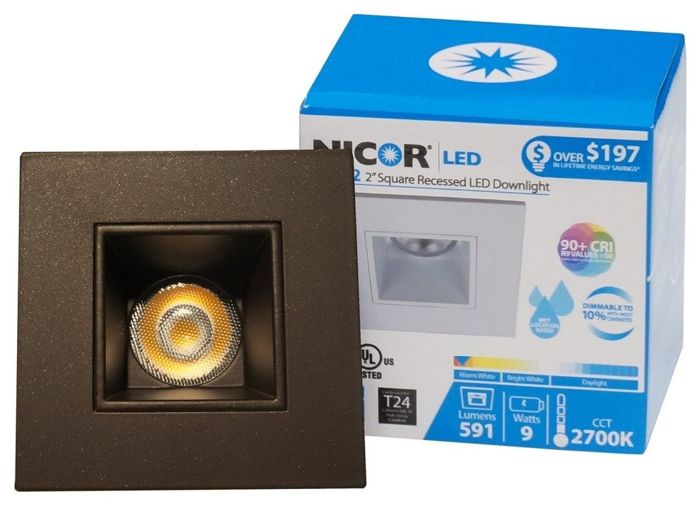 NICOR DQR2-10-120-3K-OB 2" Square LED Downlight, 3000K