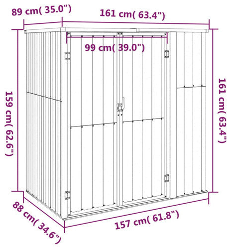 vidaXL Tool Shed Outdoor Storage Shed Tool Organizer Anthracite Galvanized Steel