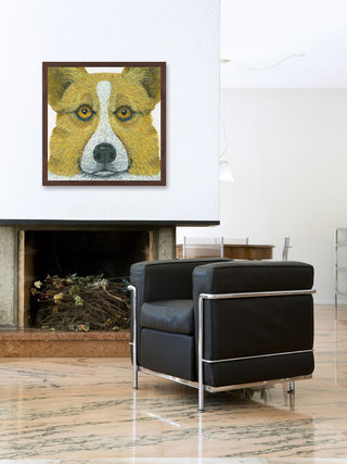 "Welsh Corgi" Framed Painting Print, 24"x24"