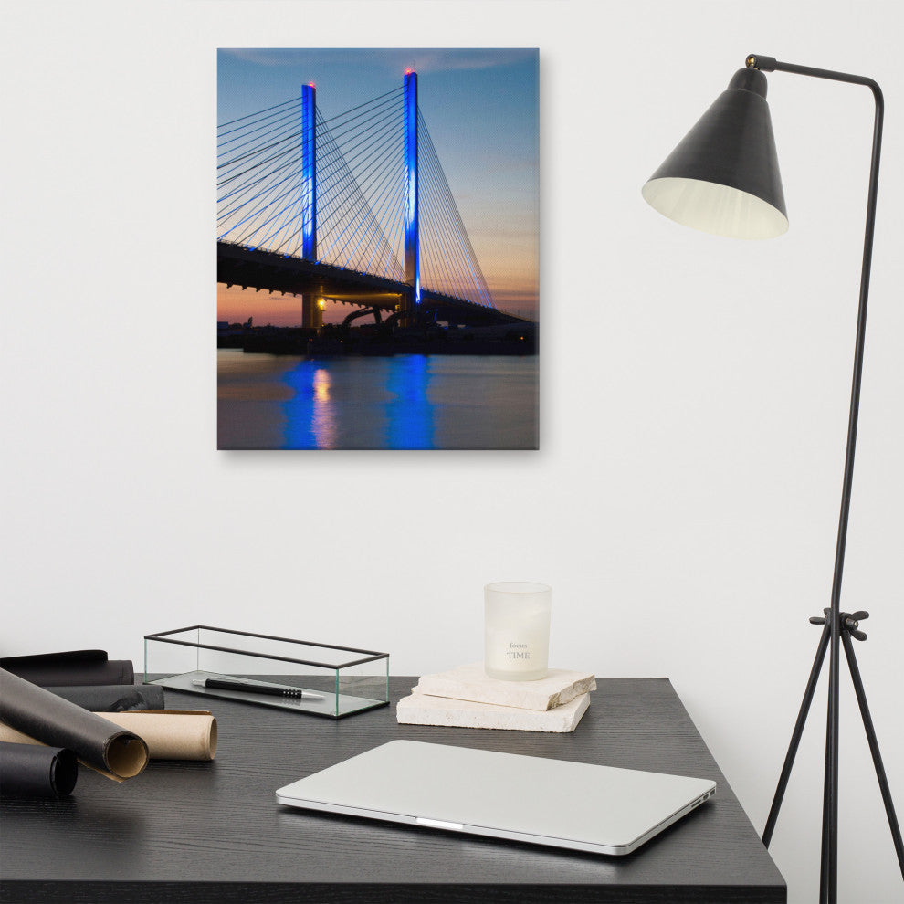 Indian River Bridge 2 Night Photography Canvas Wall Art Print, 16" X 20"