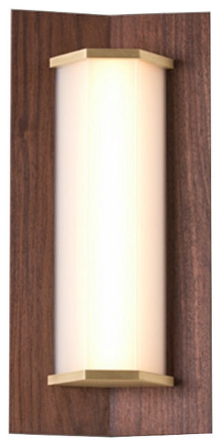 Penna 16 LED Sconce, Warm White, Brushed Brass/Dark Stained Walnut, 120v