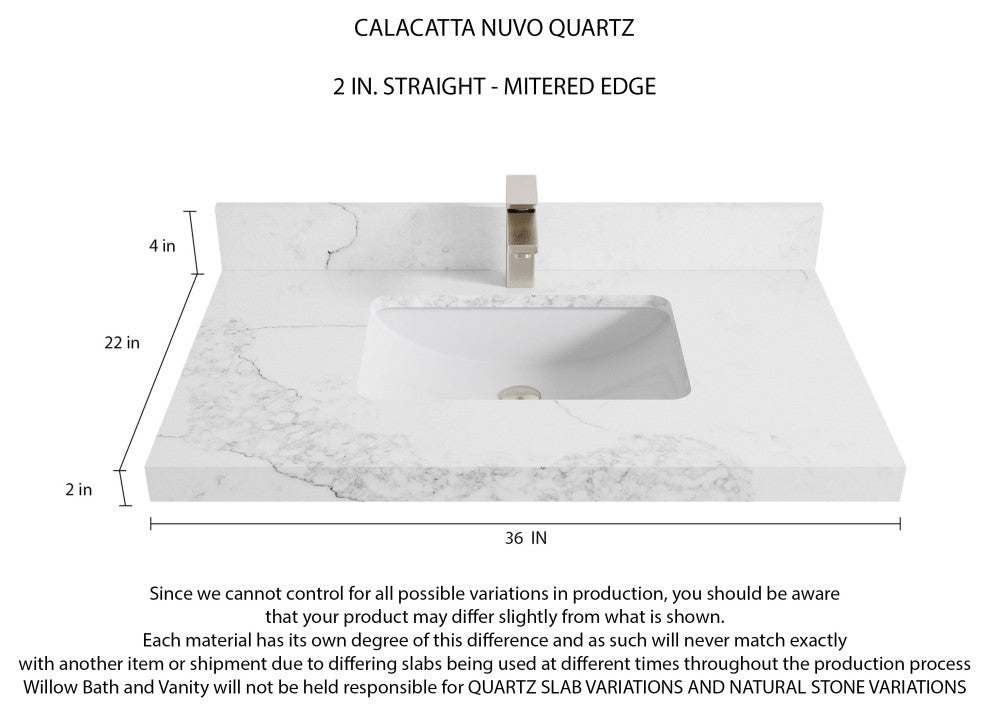 Parker 36 Single Sink Bath Vanity in Navy Blue  2" Calacatta Nuvo