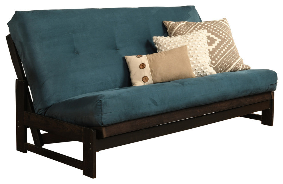 Rowan Frame, Reclaim Mocha Finish, Suede Blue Mattress