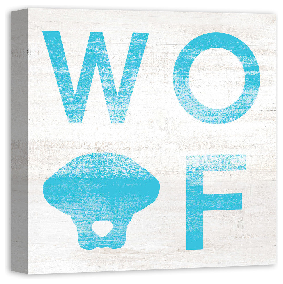 Designs Direct Creative Group Woof Distressed Blue 20x20 Canvas Wall Art