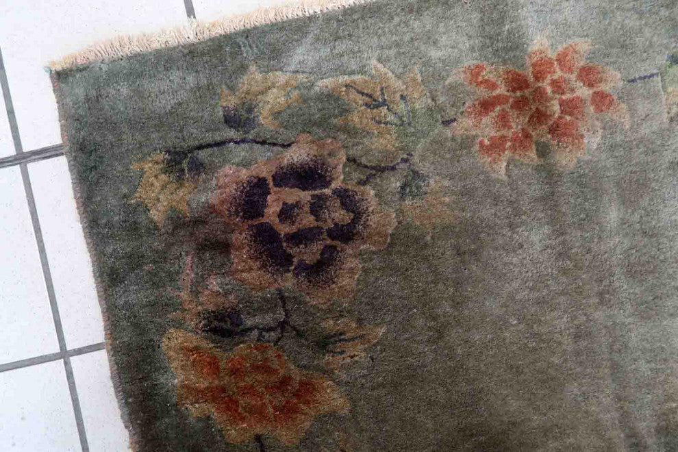 Handmade Antique Art Deco Chinese Rug 2.9'x4.7', 90cmx145cm, 1920s