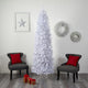 8' Slim White Faux Xmas Tree W/400 Warm White Lights & 1348 Bendable Branches