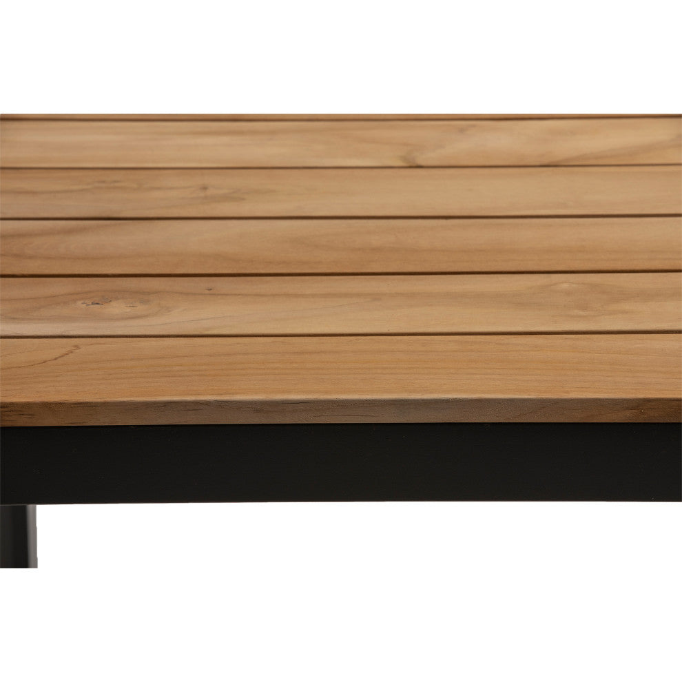 Skog 32x63" Dining Table, Natural Teak With Anthracite Legs