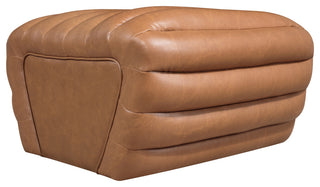 Vega Upholstered Ottoman, Cognac, Vegan Leather