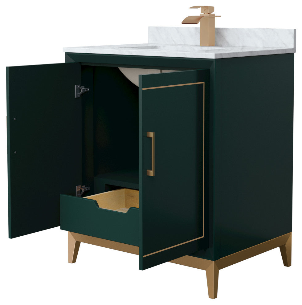 Marlena 30" Green Single Vanity, Top, Bronze Trim