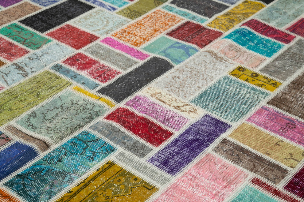 Rug N Carpet - Handwoven Anatolian 8' 6" x 9' 10" Wool Patchwork Area Rug