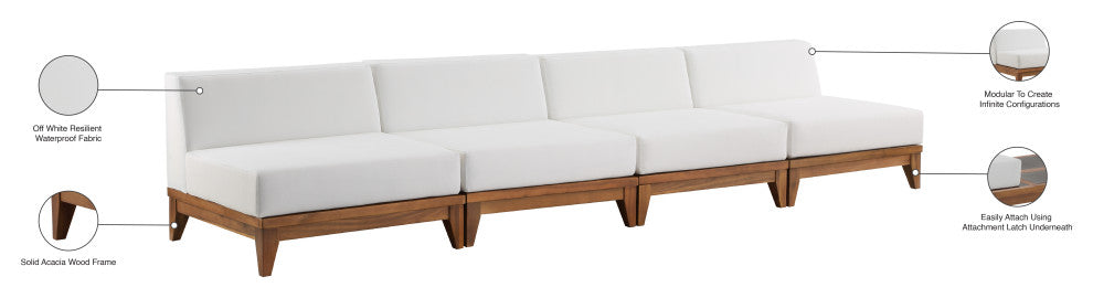 Rio Water Resistant Fabric  Patio 4-Piece Modular Sofa, Off White