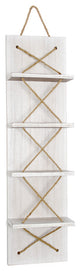 Positano Nautical Rope 4 Bottle Vertical Wall Mounted Wood Wine Rack, White Wash
