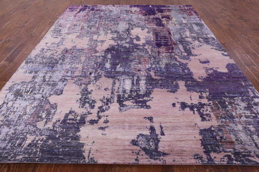 8' 1" X 10' 0" Wool and Silk Modern Handmade Rug Q7213