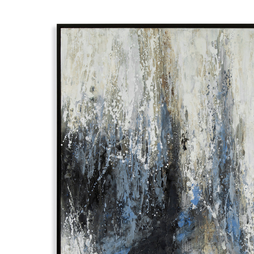 Blue Quiet Framed Canvas - Blue