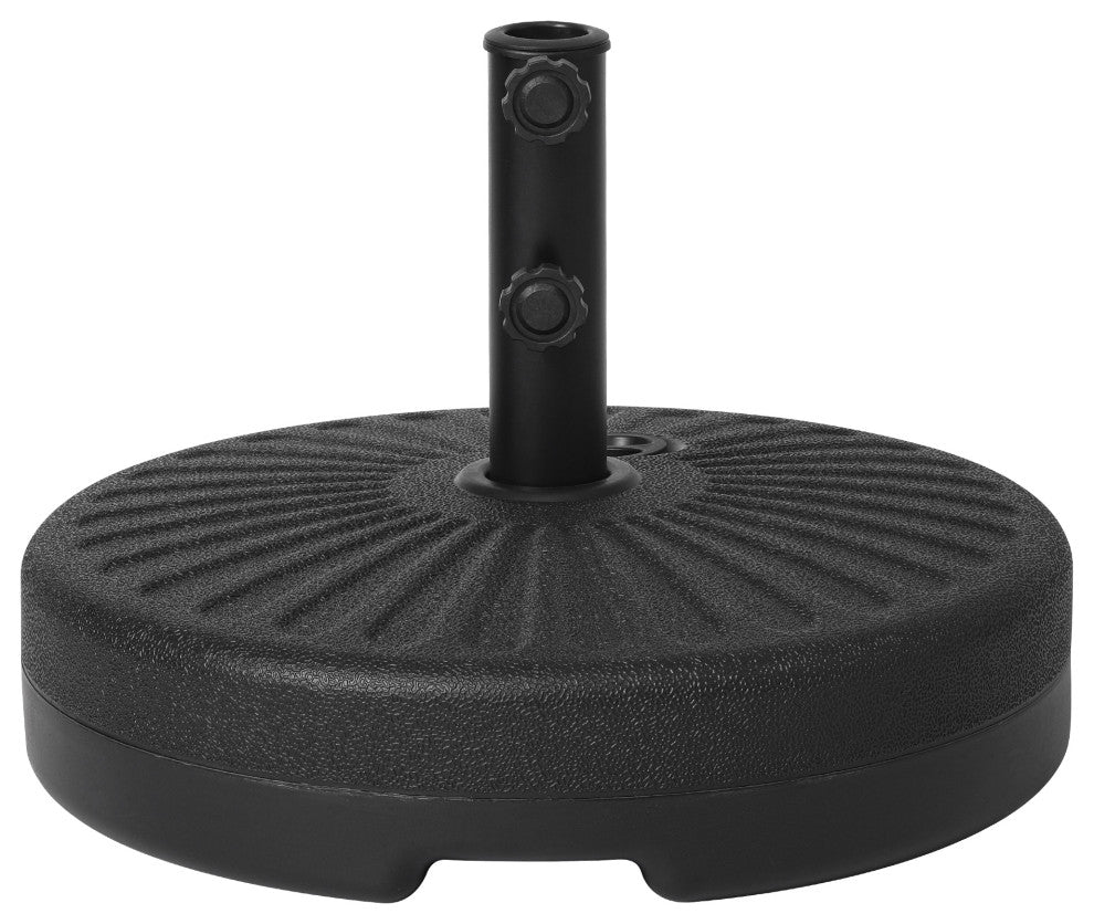 WestinTrends Fillable Round Plastic Market Umbrella Pole Holder Stand Base, Black