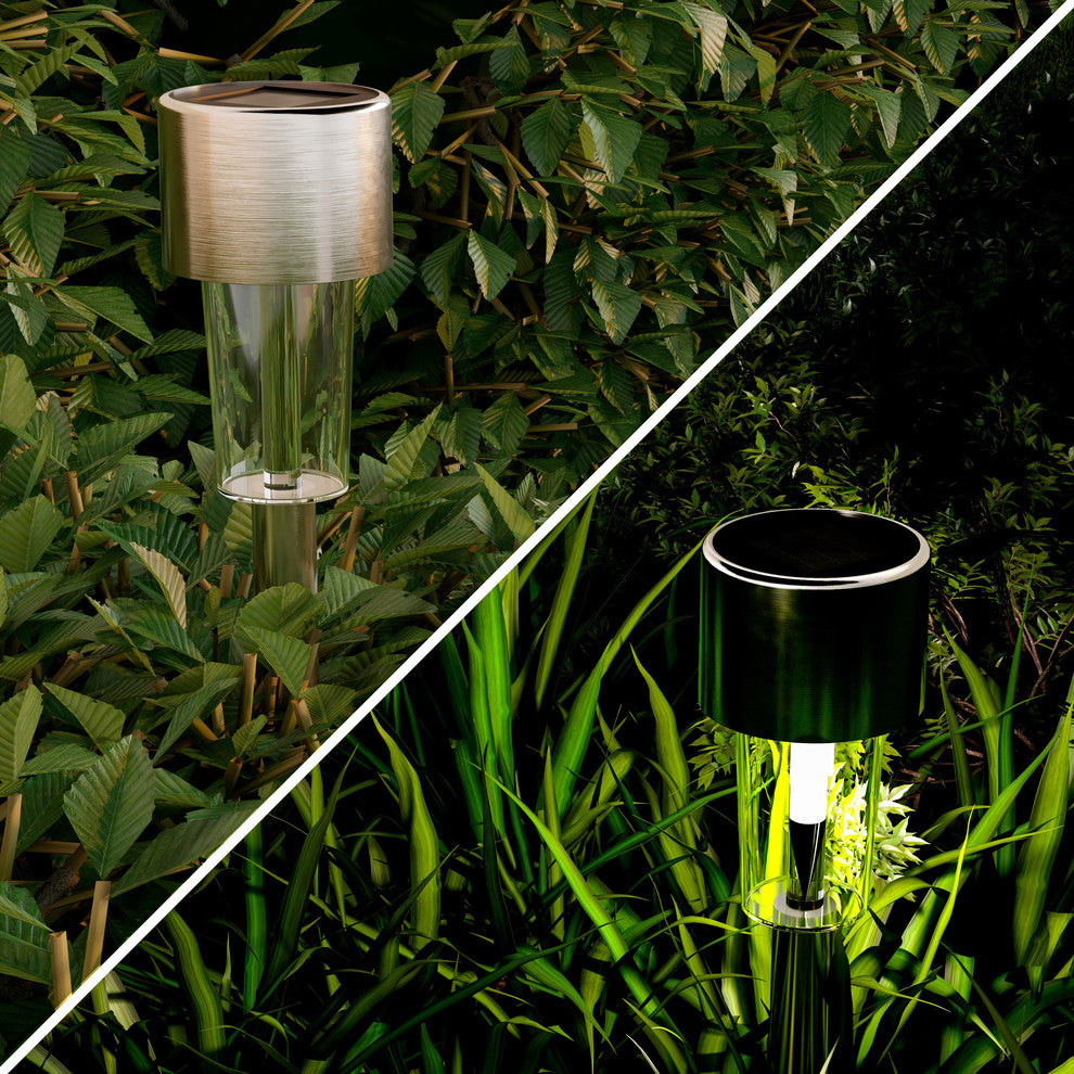 Solar Path Lights- 12.2" Stake Lighting Set of 12 by Pure Garden, Silver