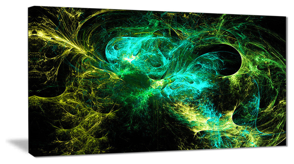 "Wings of Angels Green in Black" Abstract Digital Canvas Print