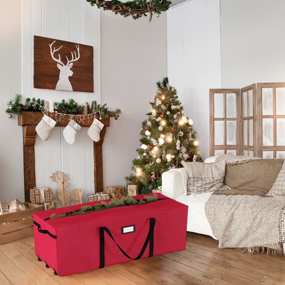 Rolling Christmas Tree Storage Bag For 12' Artificial Trees With Wheels