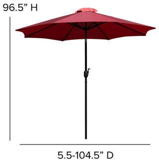 3 Piece Patio Table Set -35" Square Teak Table w/Umbrella Hole & Base, Red