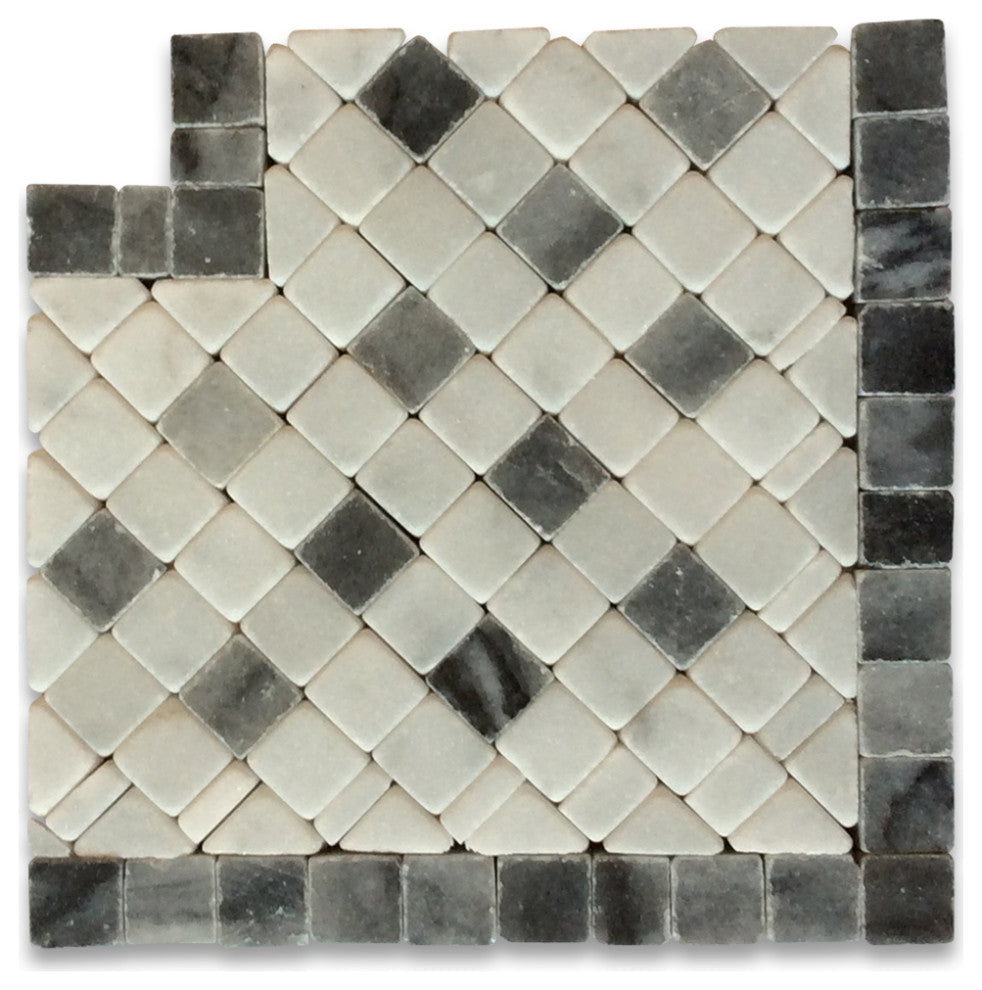 Marble Mosaic Border Decorative Accent Tile Inca Sky 3.25x3.25 Tumbled, 1 piece