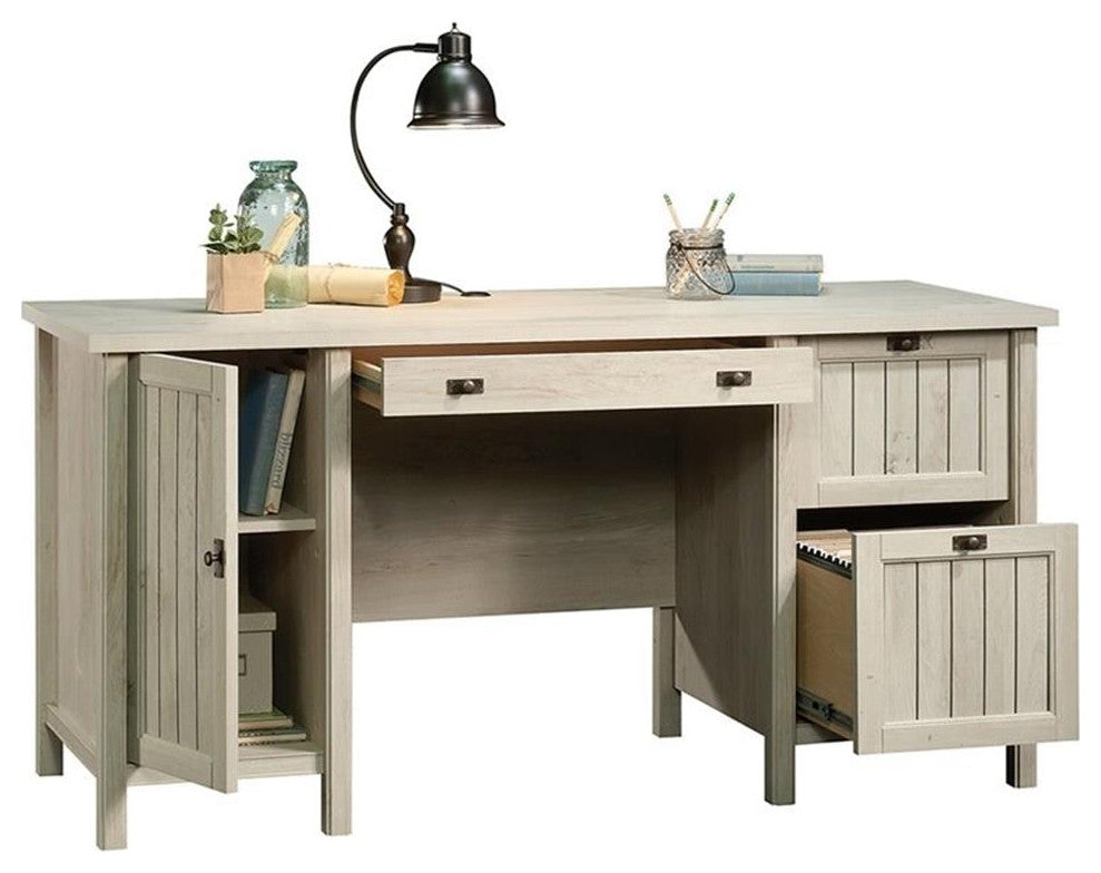 Sauder Costa Engineered Wood 3-Drawers Computer Desk in Chalked Chestnut