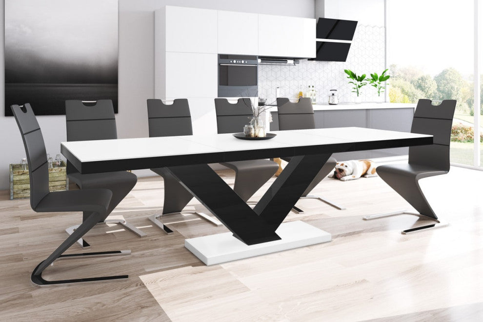 TORIA Dining Set, White/Black / Black