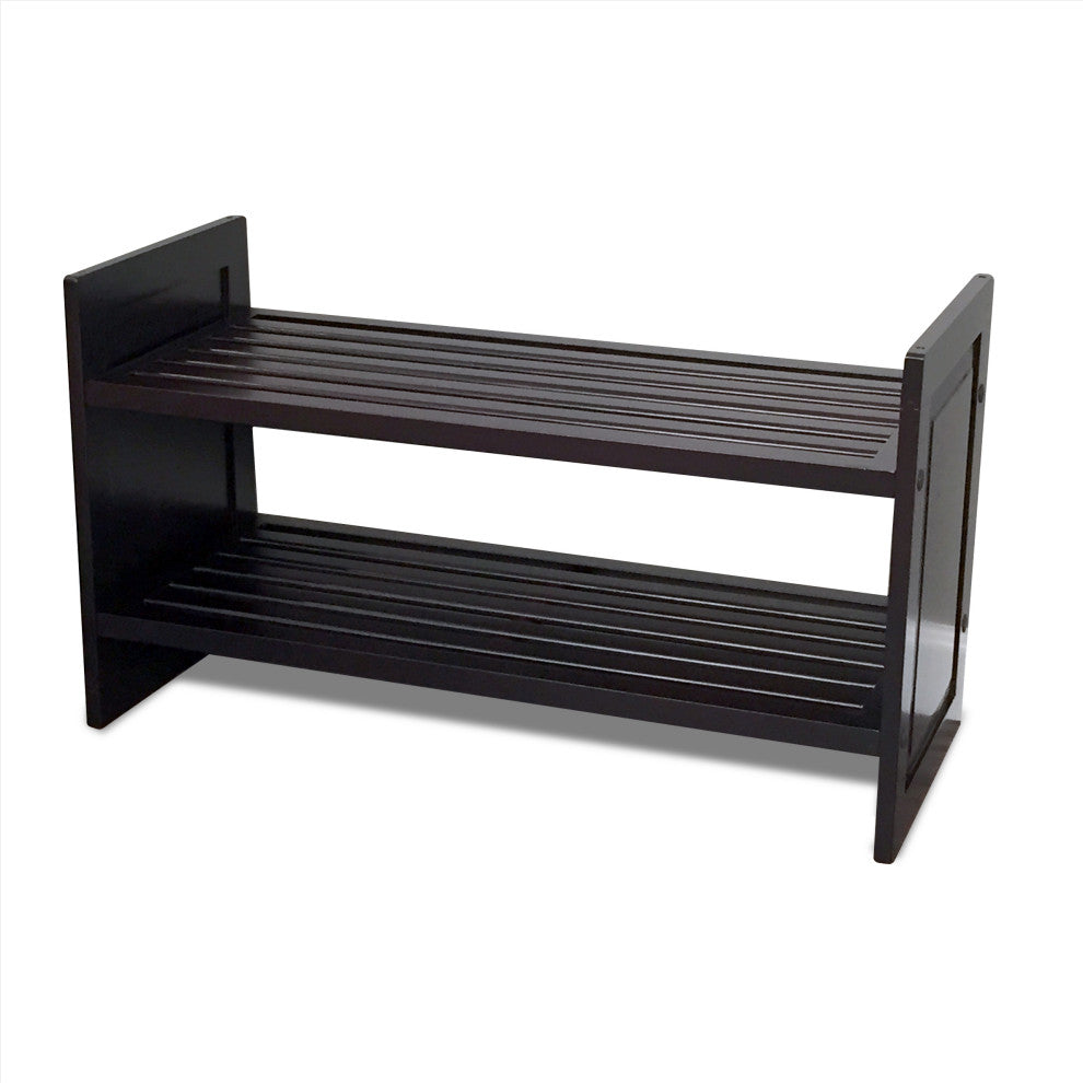 Solid Wood Stackable Shoe And Storage Rack, Esspresso
