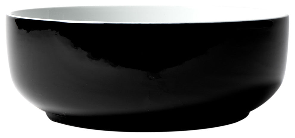 Alfi Brand Abc908 Black/White 15" Round Above Mount Ceramic Sink