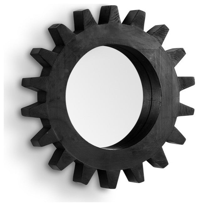 17" Black Abstract Wood Framed Accent Mirror