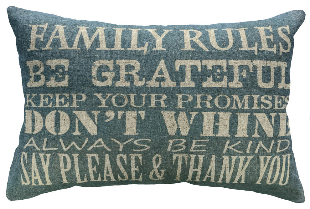 Family Rules Linen Pillow