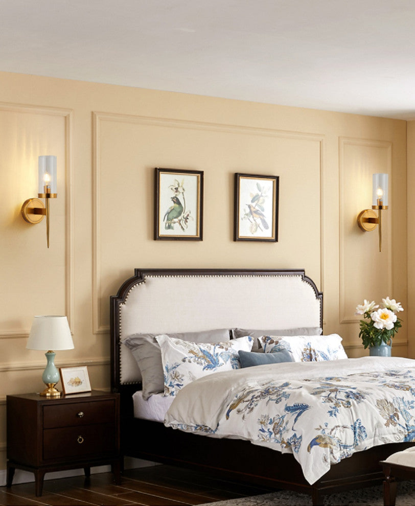 Antique Brass Frame With Clear Glass Shade Wall Sconce