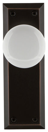New York Plate Double Dummy Door Knob, White