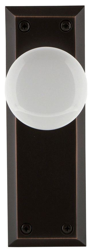 New York Plate Double Dummy Door Knob, White