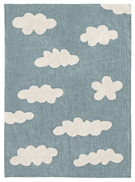 Clouds Washable Rug, Vintage Blue/Natural
