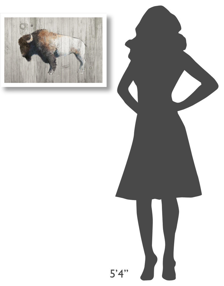 "Colorful Bison Dark Brown on Wood" Paper Print by Avery Tillmon, 26"x18"