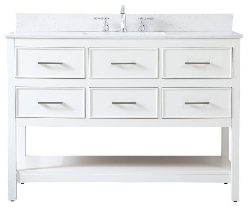 Skylar 48" Single Bathroom Vanity, White, With Backsplash