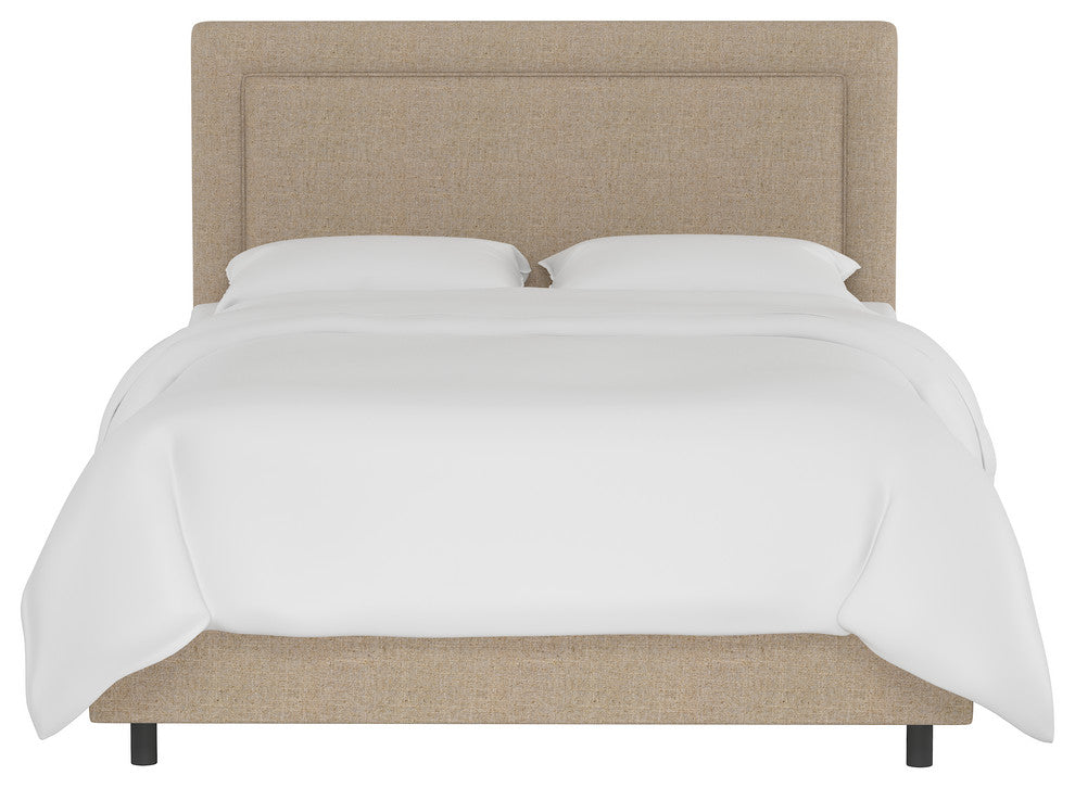 Ana Twin Upholsterd Border Bed, Linen Sandstone
