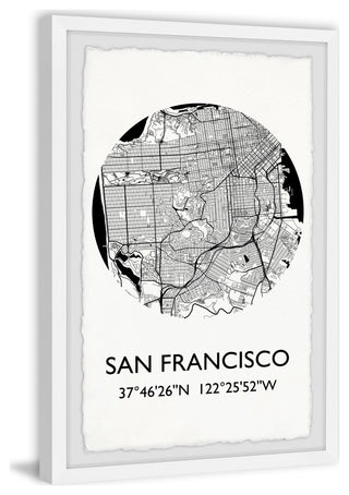"San Francisco, California Coordinates" Framed Painting Print, 16x24