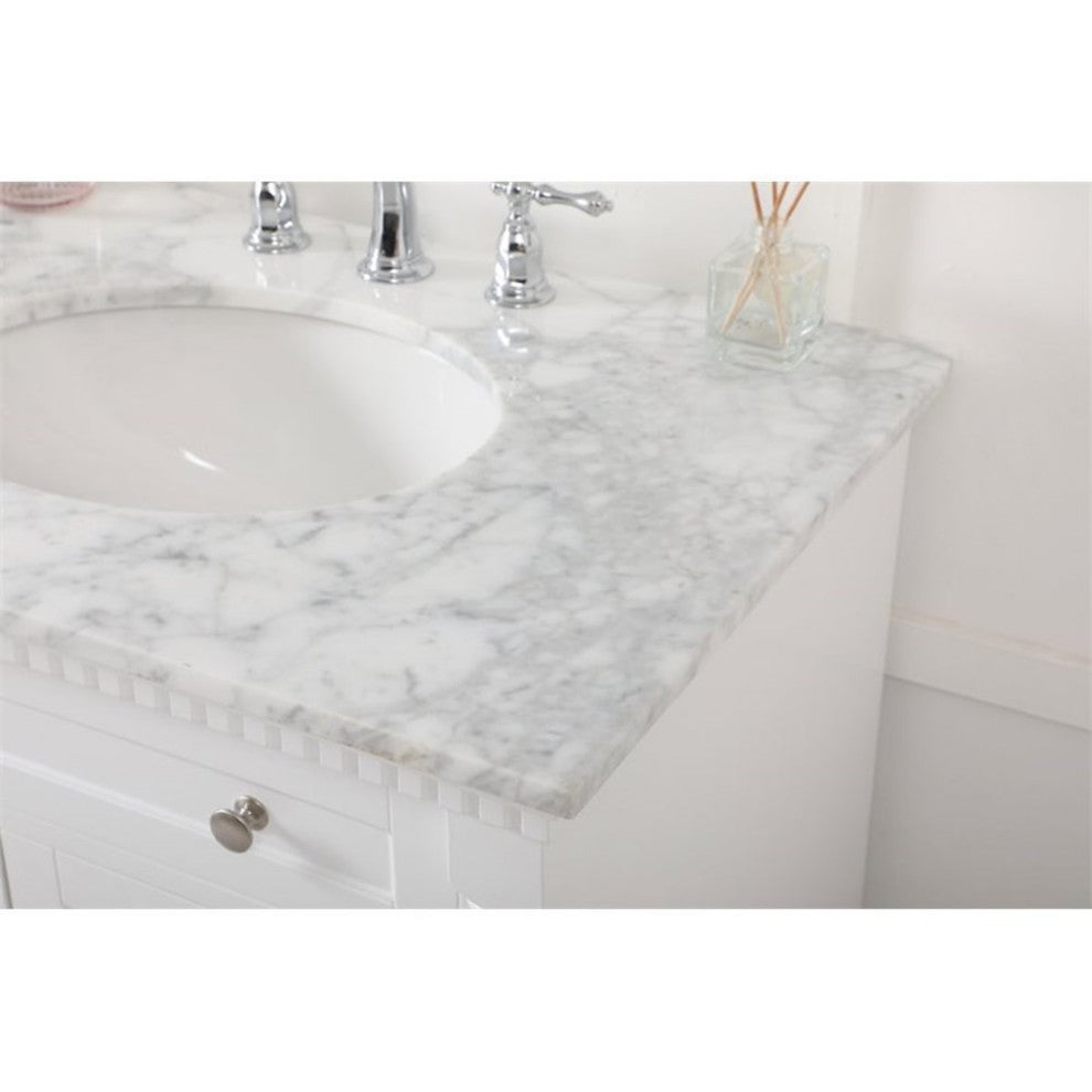 Elegant Decor Clarence 72" Solid Wood and Metal Double Bathroom Vanity in White