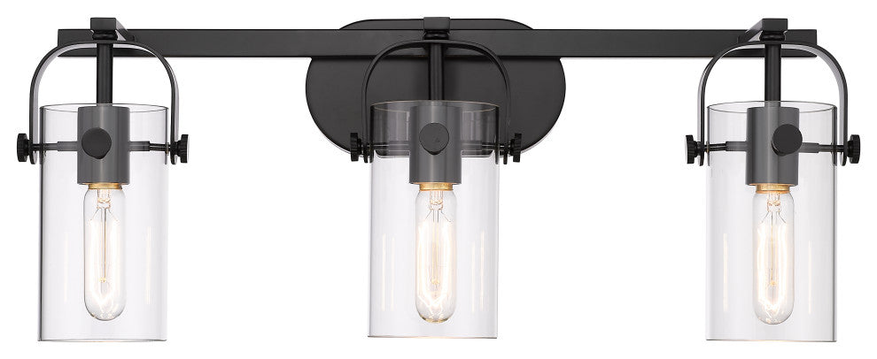 Pilaster Bath Vanity Light, Matte Black, Clear
