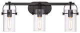 Pilaster Bath Vanity Light, Matte Black, Clear