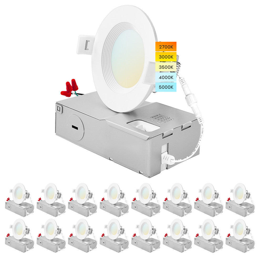 Luxrite 16PK 3" Ultra Thin LED Recessed Light 5 Color Option Baffle