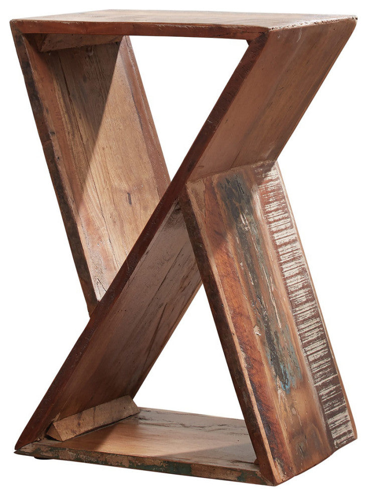 Wooden Geometric Accent Table, Natural