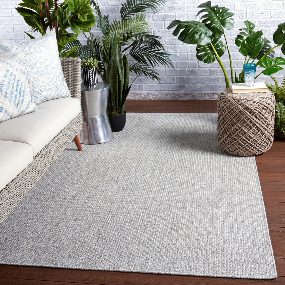 Jaipur Living Maracay Indoor/ Outdoor Solid Area Rug, Light Gray/White, 10'x14'