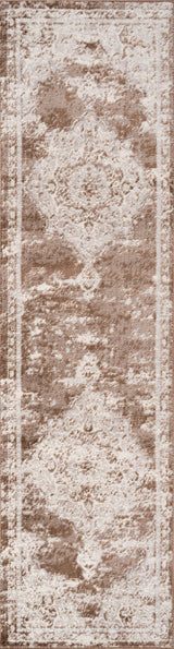 Alhambra Ornate Medallion Modern Runner Rug, Brown/Cream, 2'x10'