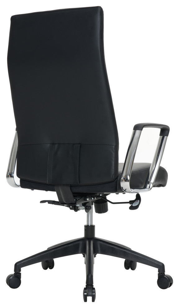 LeisureMod Hilton Modern High Back Leather Conference Office Chair, Black